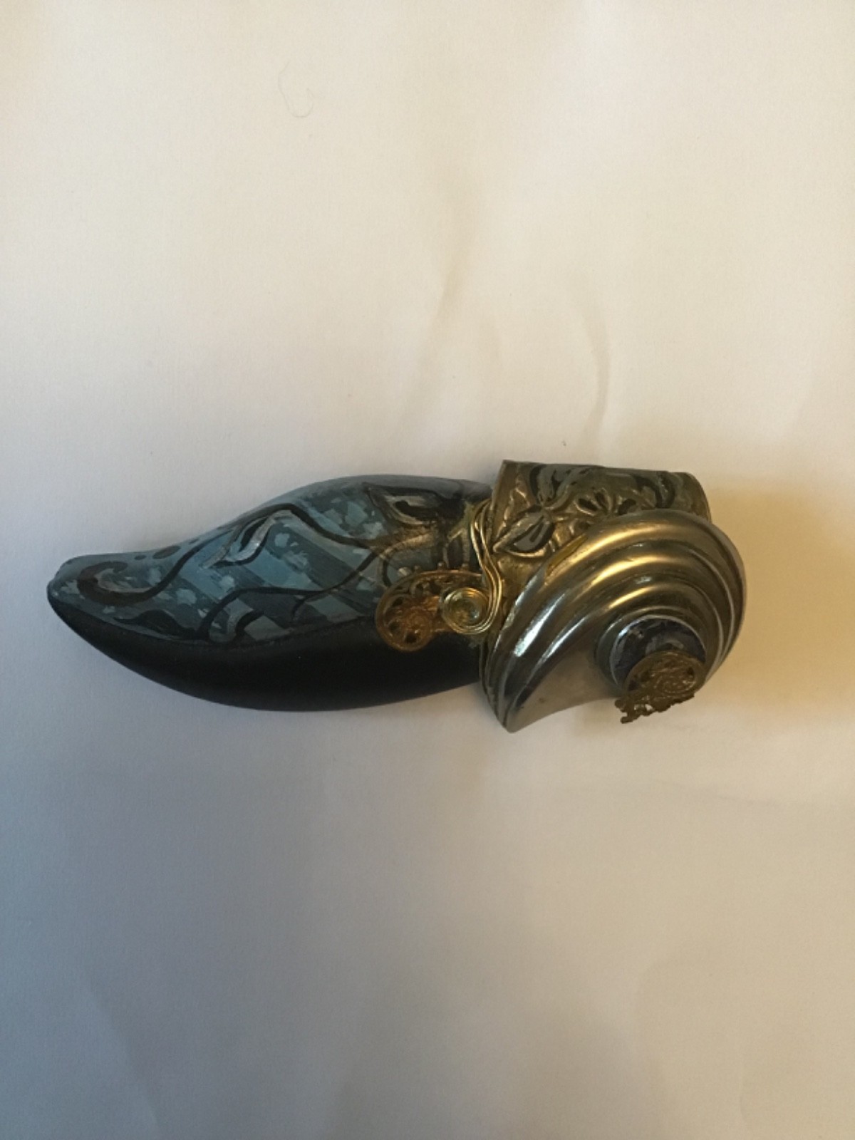 Vintage Shoe Brooch Pin Black Blue Silver Gold Tone Filigree Art Deco Steampunk Vintage Shoe Brooch Pin Black Blue Silver Gold Tone Filigree Art Deco Steampunk