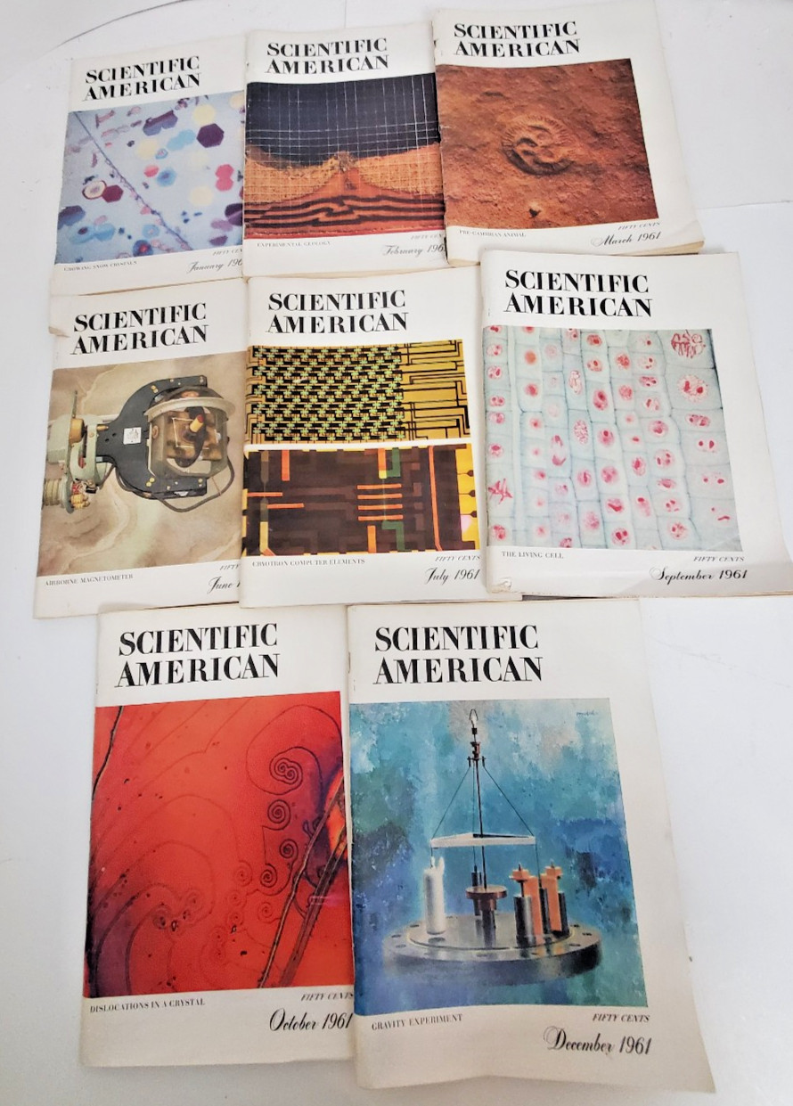 SCIENTIFIC AMERICAN Magazine 1961 Lot of 8 issues  vintage