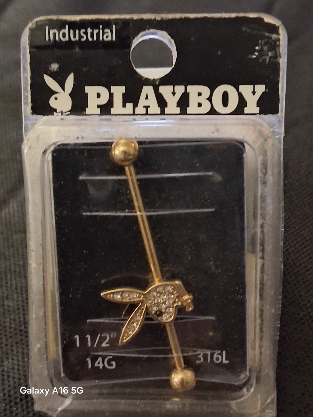 Authentic Vintage Y2K Playboy Bunny 14G Industrial Barbell  (New old Stock)