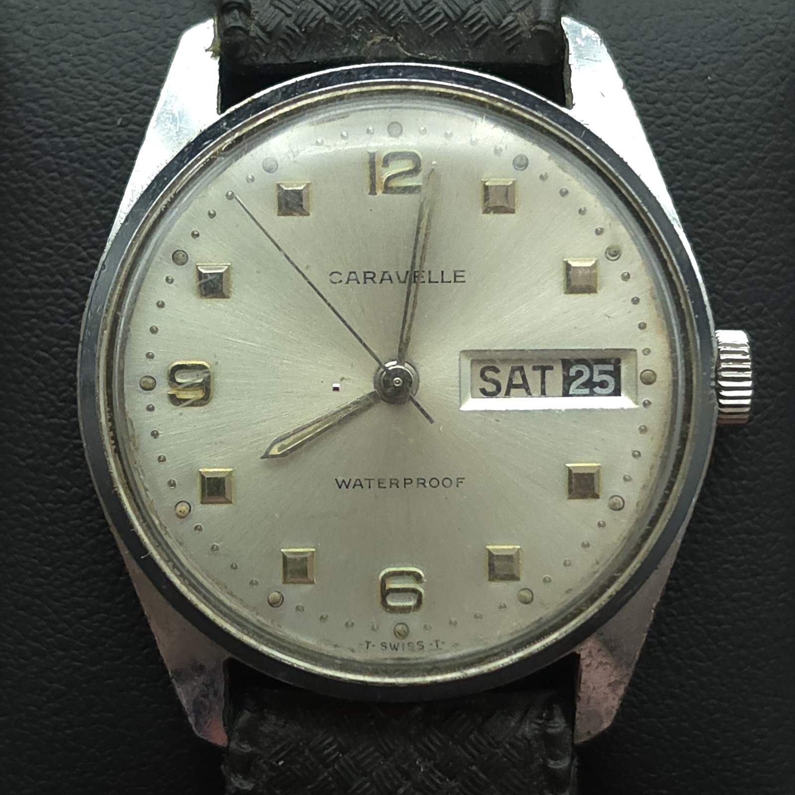 Vintage 1968 Caravelle Bulova M8 17J Day Date Manual Wind Watch Running Repair