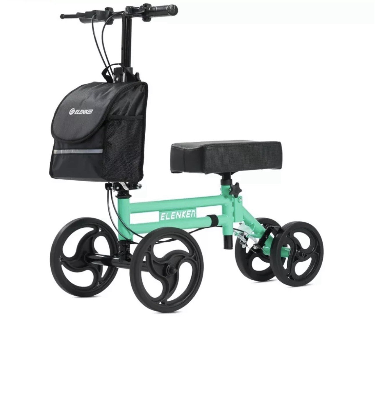 ELENKER YF9005F Steerable Knee Scooter Medical Walker Green Foldable