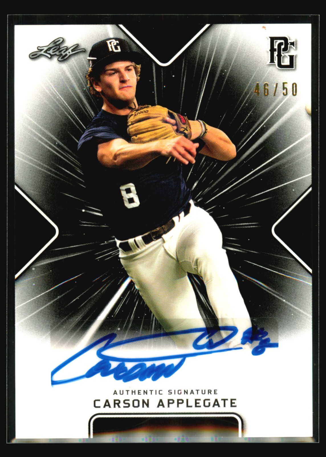 2021 Leaf Perfect Game Carson Applegate Black /50 AUTO #BA-CA1