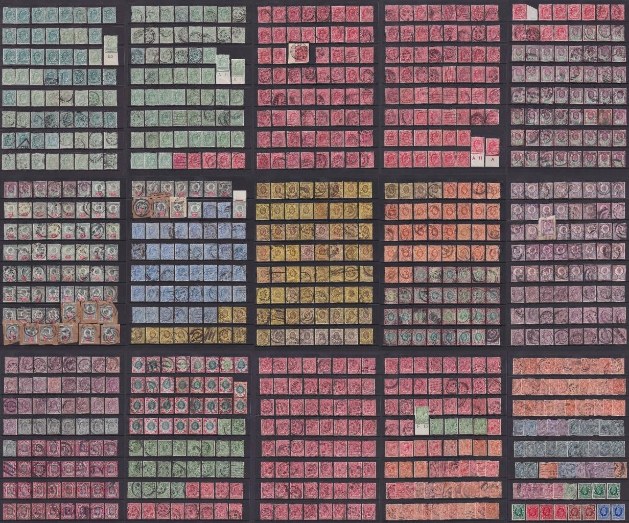 GB EDVII Stock of 1902 - 1911 Stamps to 1/- Used, MM, odd MNH. Cat app £15,000?