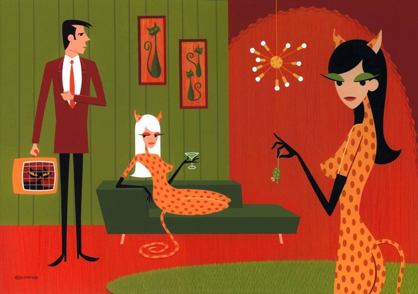 SHAG Josh Agle “The Cat Carrier” Signed Art Print from 2012, edition of 200