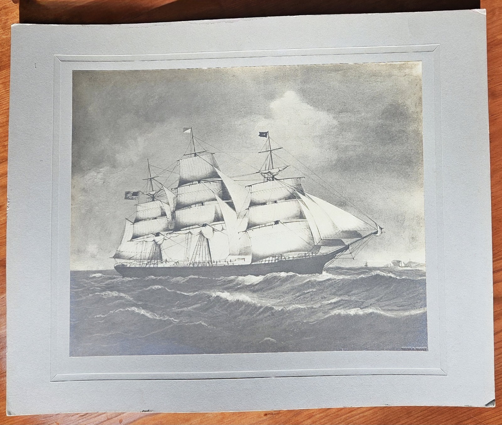 Antique 1880\'s - 1920\'s Martha Hale Harvey Orig. Platinum Photo Ship \