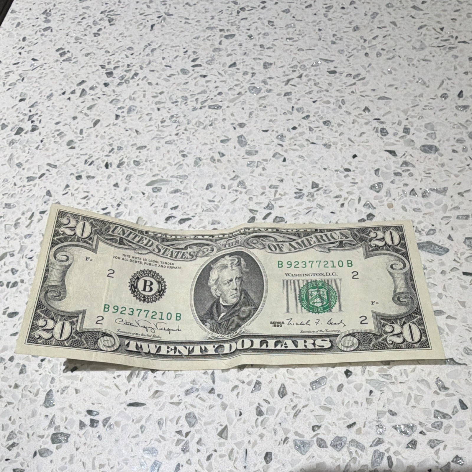 1990 Vintage $20 bill Federal Reserve Note (GREEN SEAL) 
