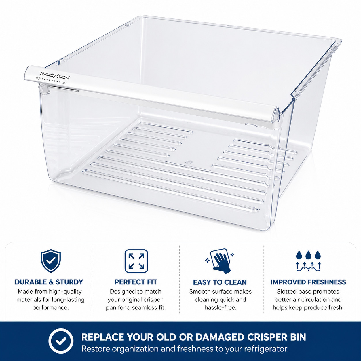 Upper Crisper Pan Compatible with Whirlpool Refrigerator WP2188656 2188656