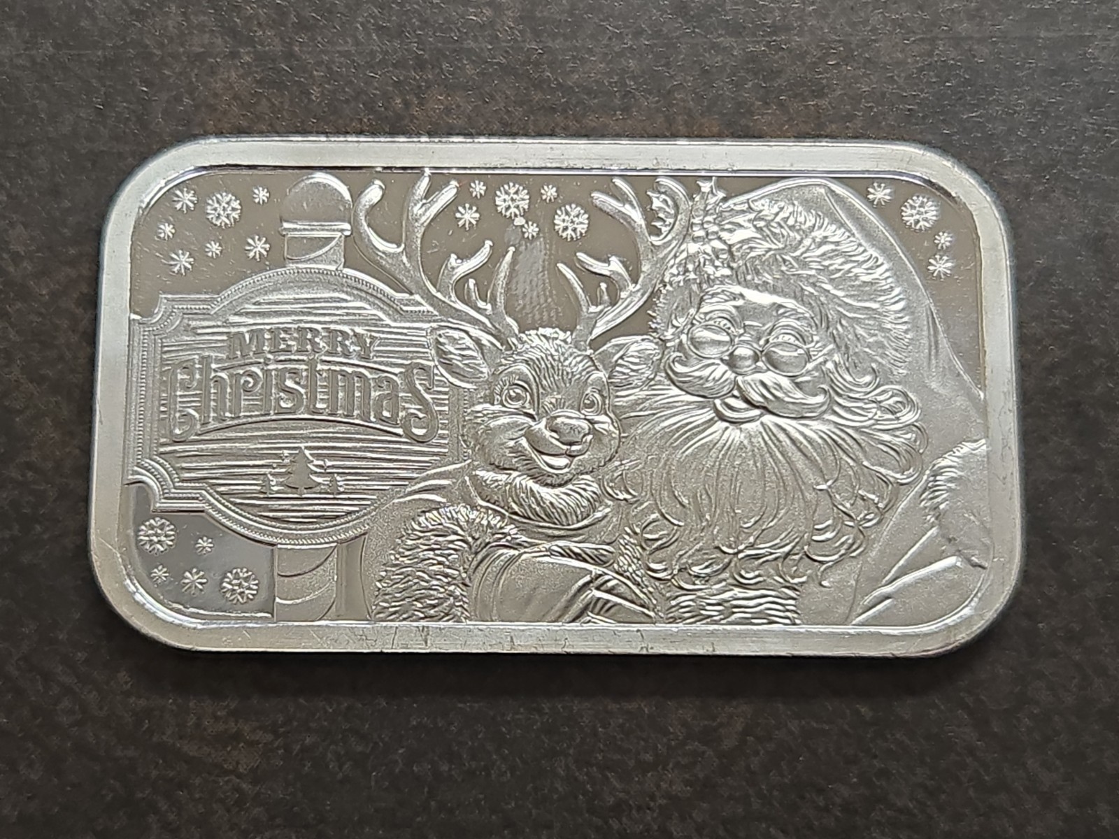 Merry Christmas Santa Claus 1 oz Silver Bar Ingot