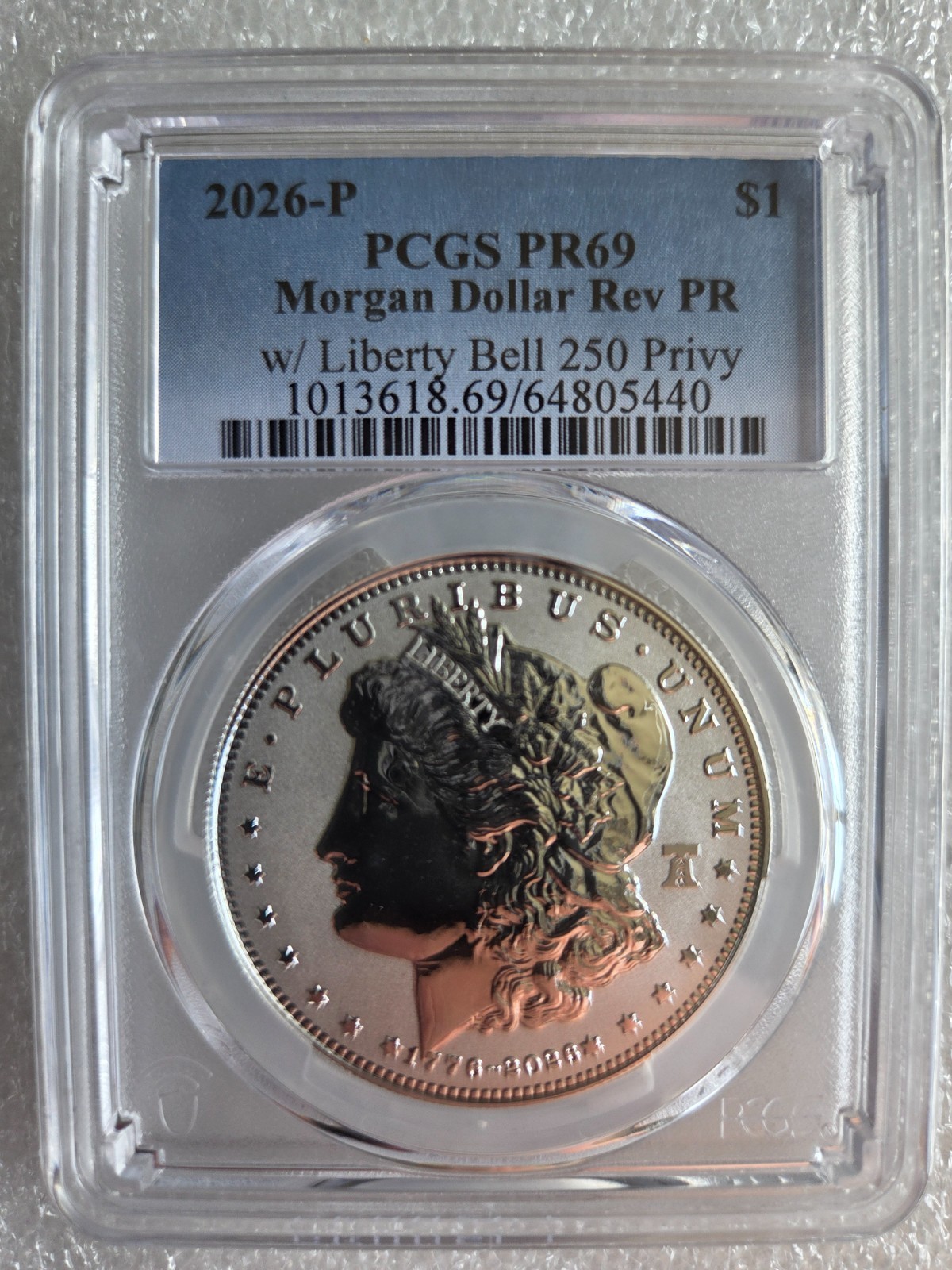 2026-P SemiQ Reverse Proof Morgan Dollar w/ Liberty Bell 250 Privy PCGS PR69