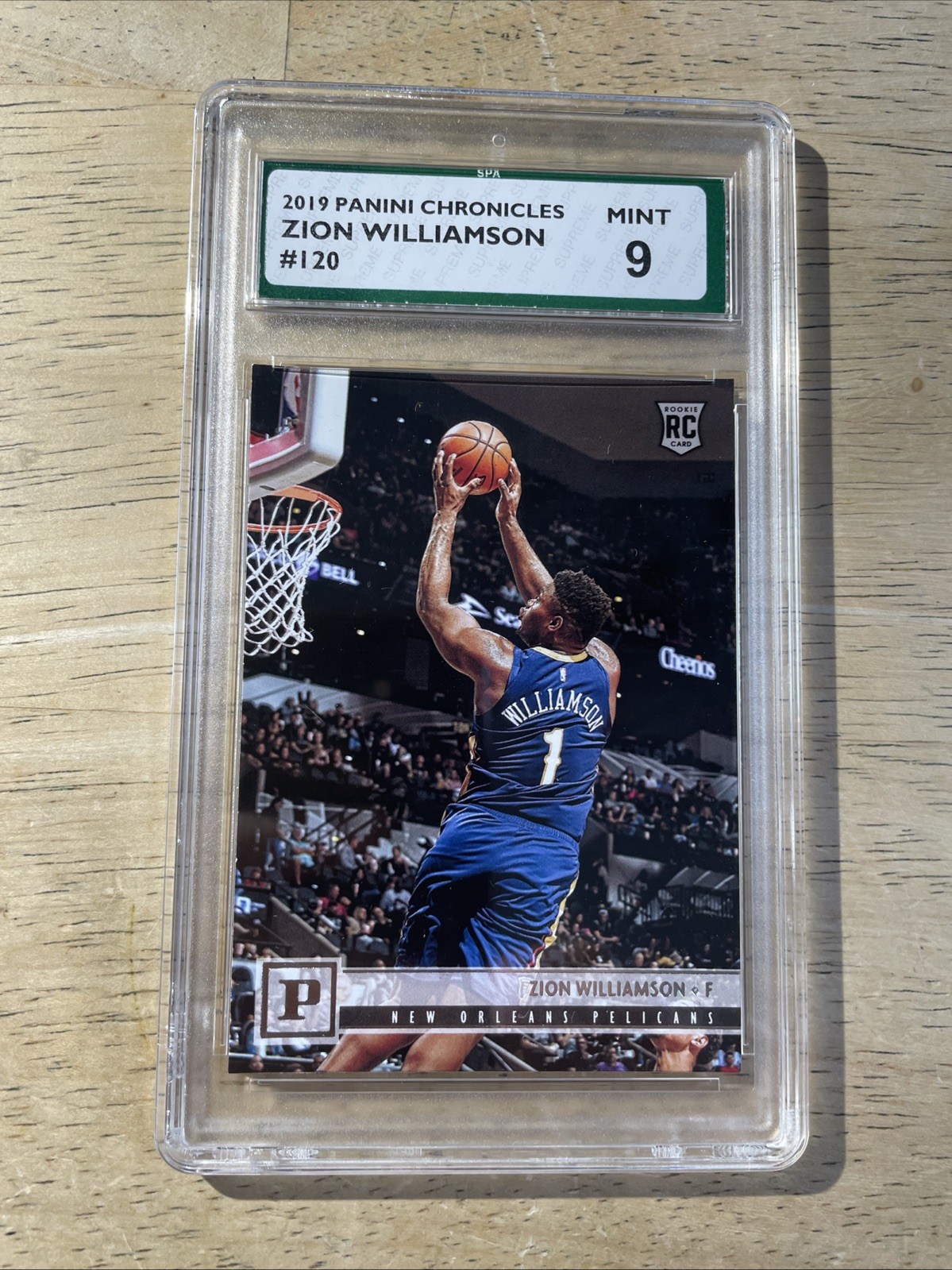 2019-20 Panini Chronicles #120 Zion Williamson Rookie Card Graded SPA 9 2019-20 Panini Chronicles #120 Zion Williamson Rookie Card Graded SPA 9