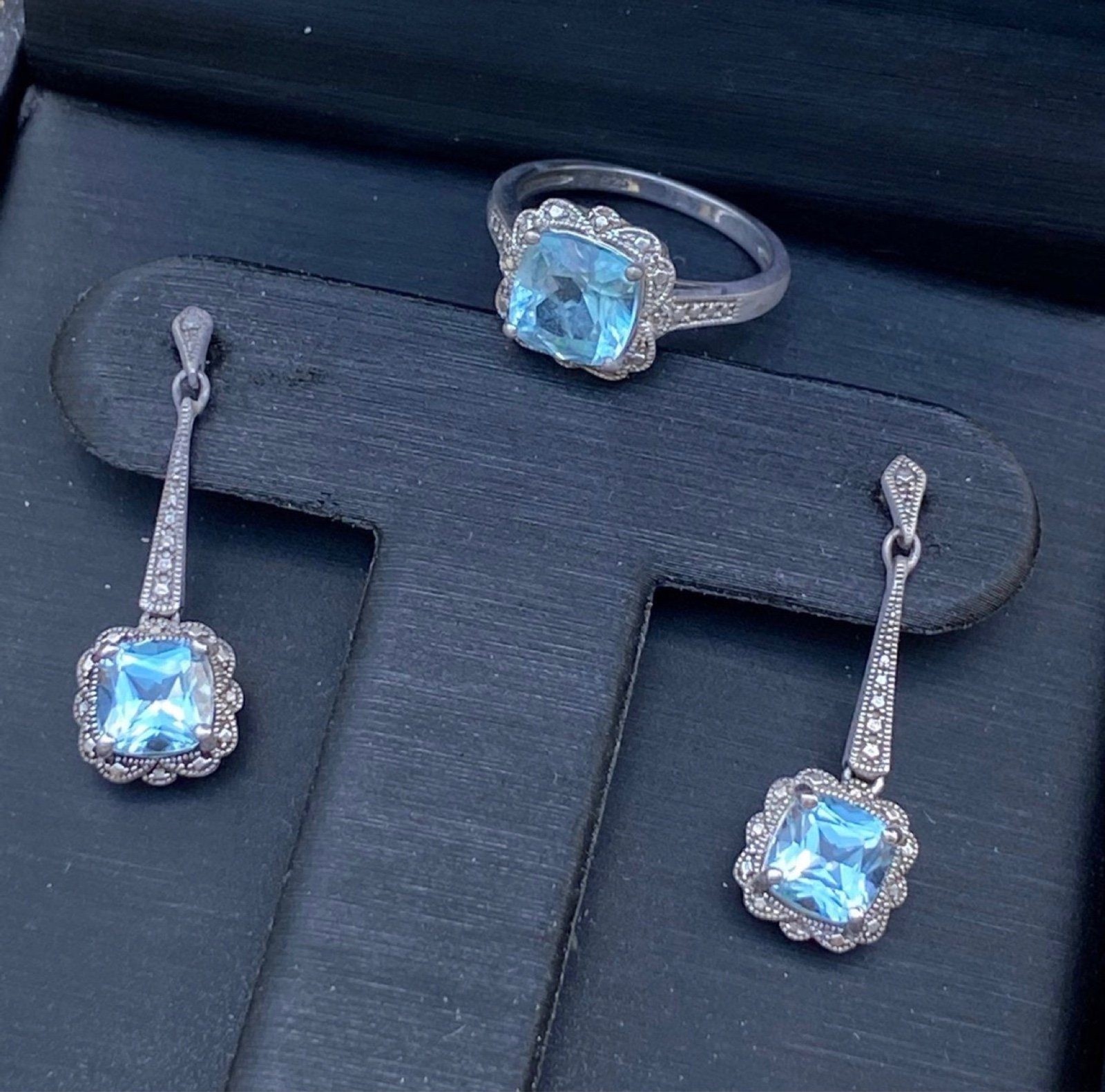 Zales Blue Topaz Earrings and Ring Set