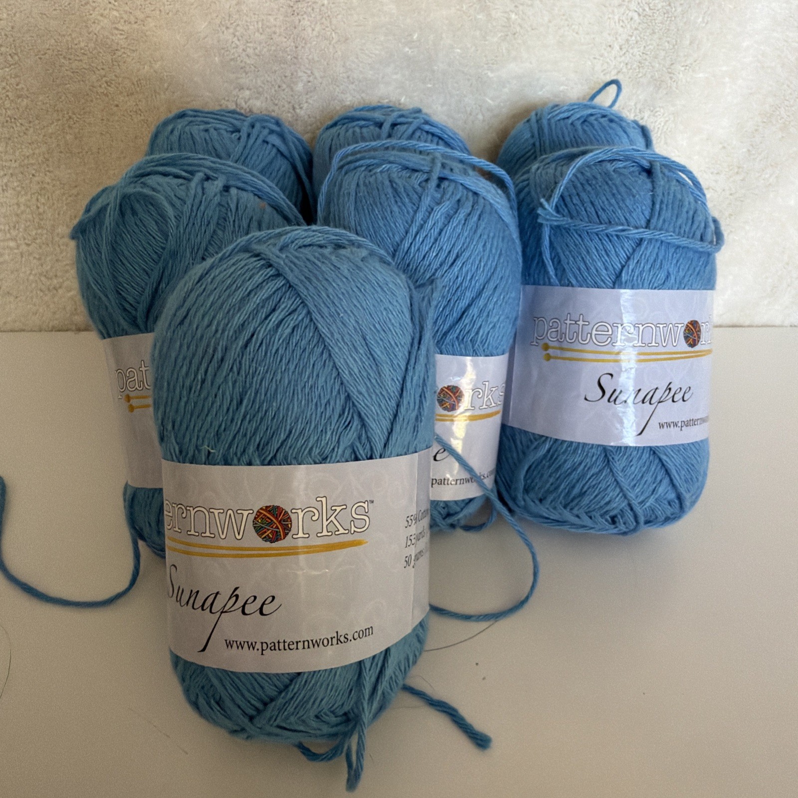 Patternworks Sunapee Yarn lot of 7 skeins  55% Cotton 45% Silk Blue Color 10