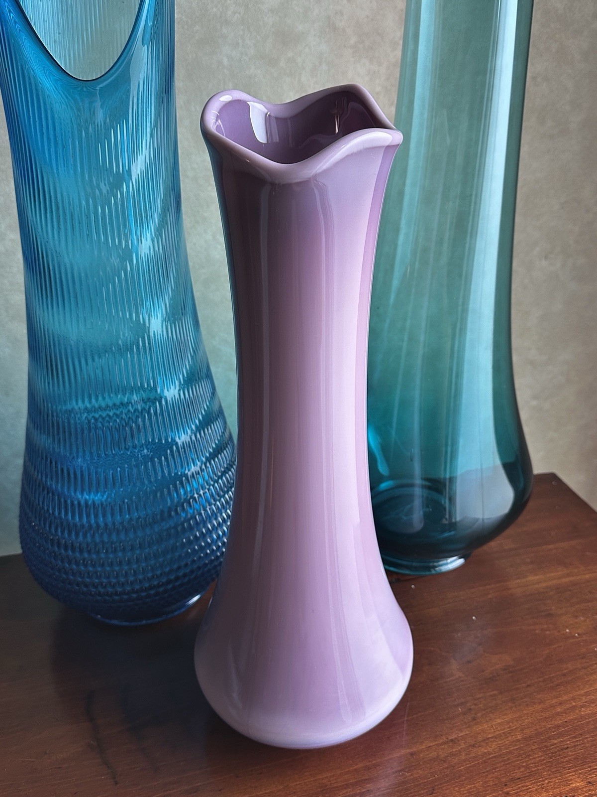 Rare Vintage L.E. Smith Lilac Slag Glass swung  Vase | 1961 💜