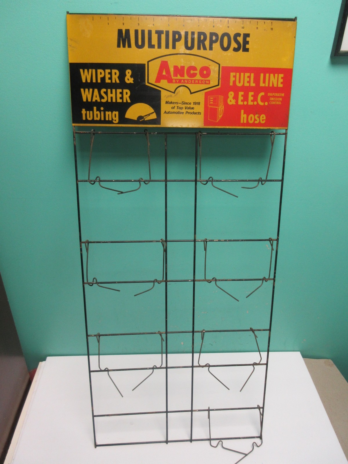 Vintage Original ANCO Wiper Washer Fuel Line Hose Metal Advertising Rack SIGN Vintage Original ANCO Wiper Washer Fuel Line Hose Metal Advertising Rack SIGN