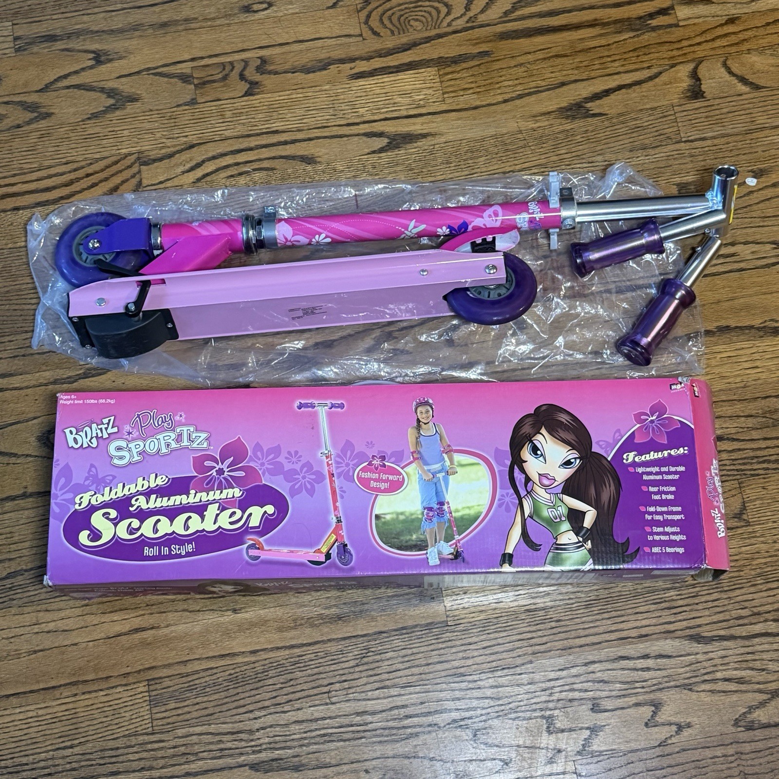 RARE Bratz Play Sportz Foldable Aluminum Scooter Pink Purple MGA 2000s