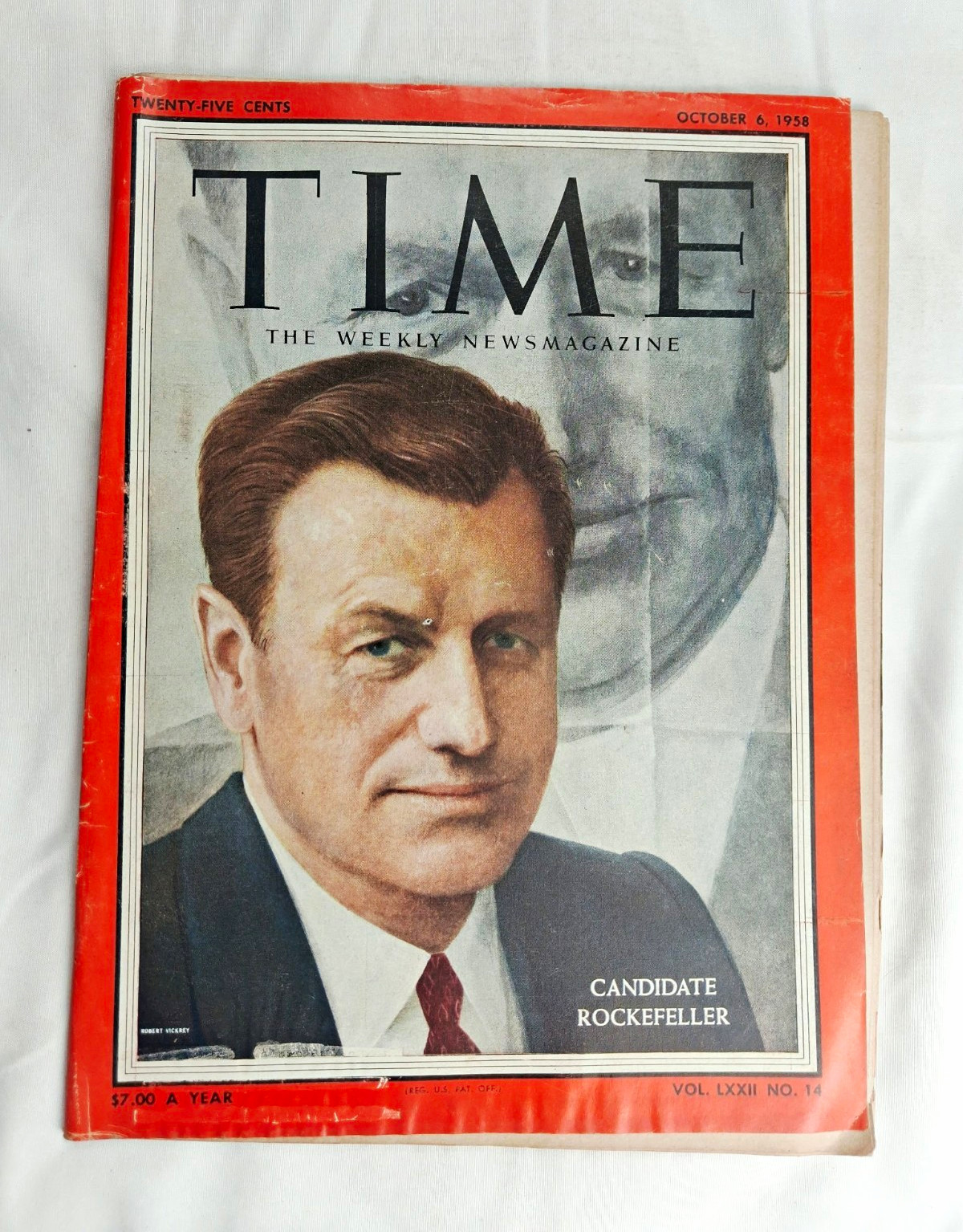 Vtg Time Magazine October 6 1958 Vol. LXXII No. 14 Candidate Rockefeller