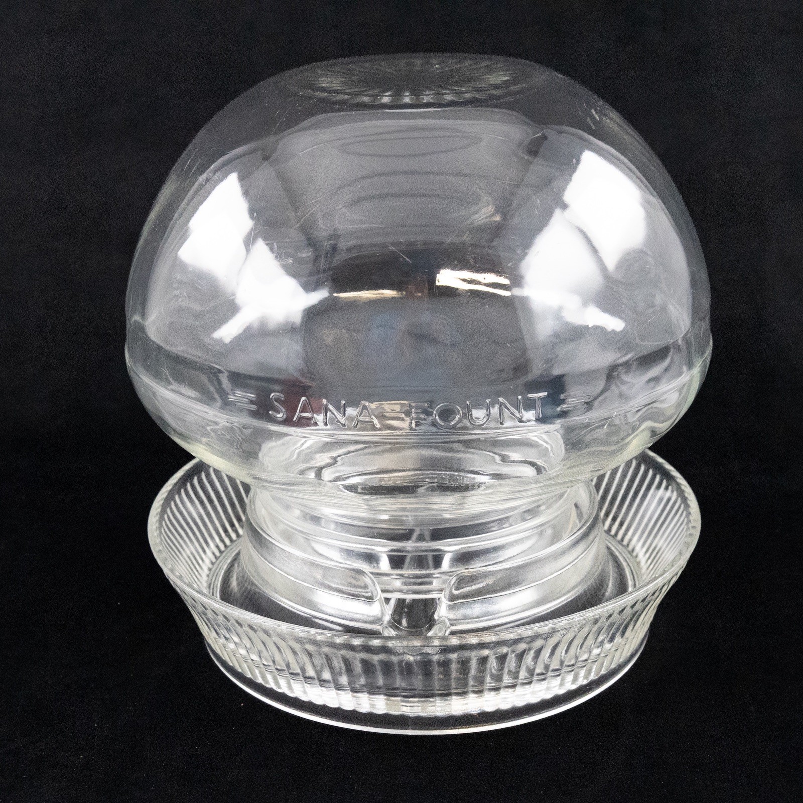 VTG EXC Sana-Fount Glass Chicken Waterer Poultry Fountain Anderson Box 540 Farm