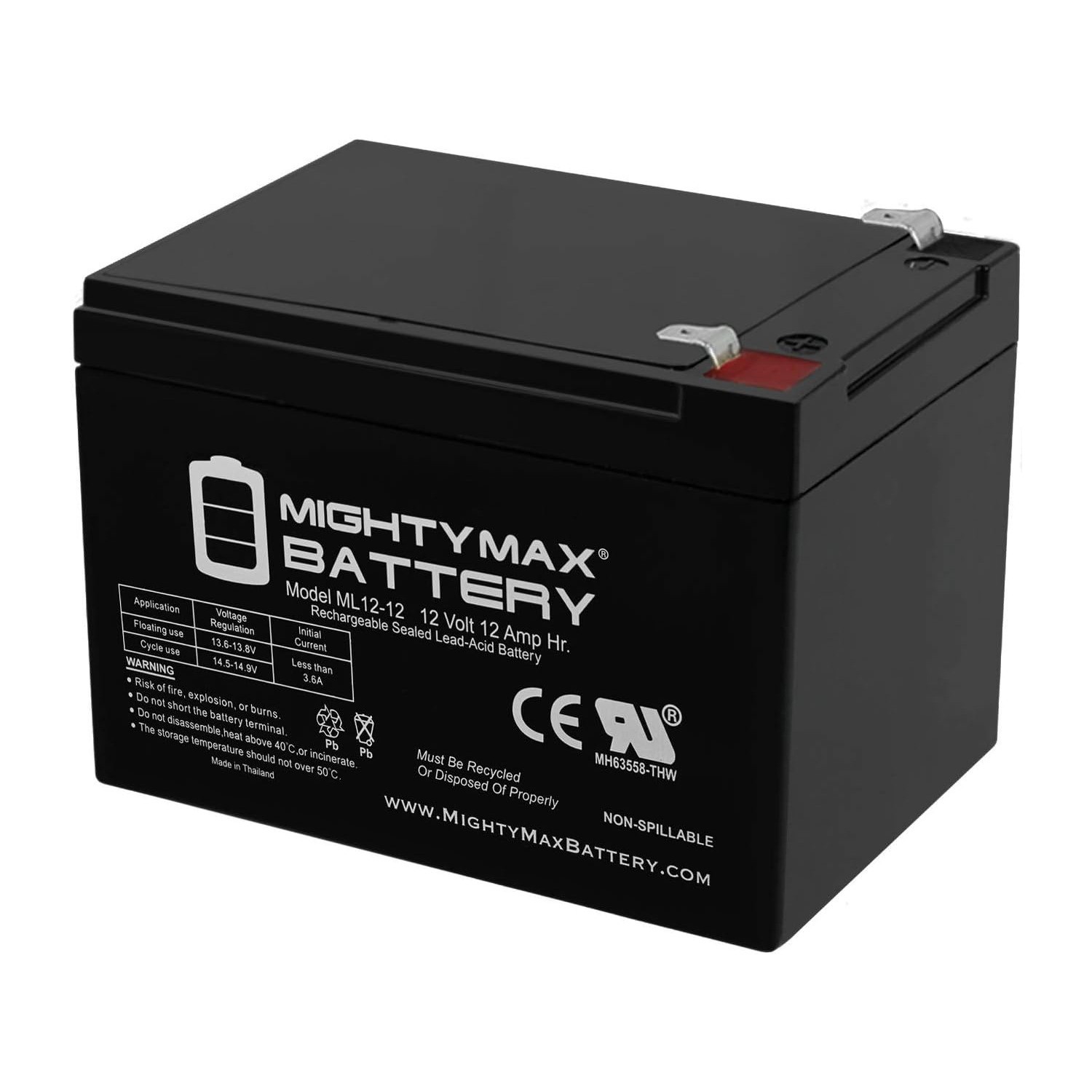 Mighty Max 12V 12Ah F2 SEALED LEAD ACID DEEP-CYCLE RECHARGEABLE BATTERY
