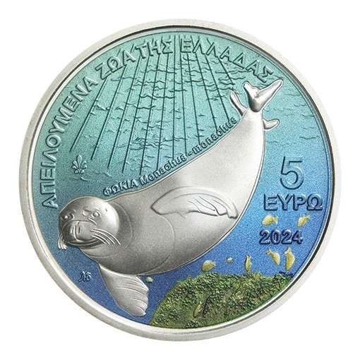 GREECE 2024 SILVER COIN MONACHUS SEAL ENDANGERED
