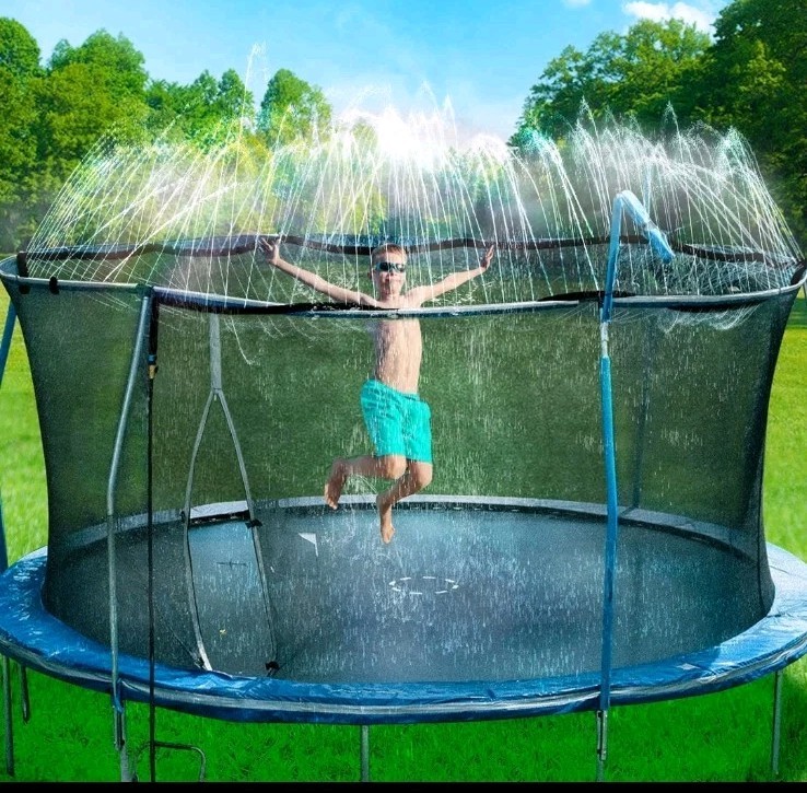 Trampoline Sprinkler 49ft Blue Kids Outdoor Backyard Water Park New