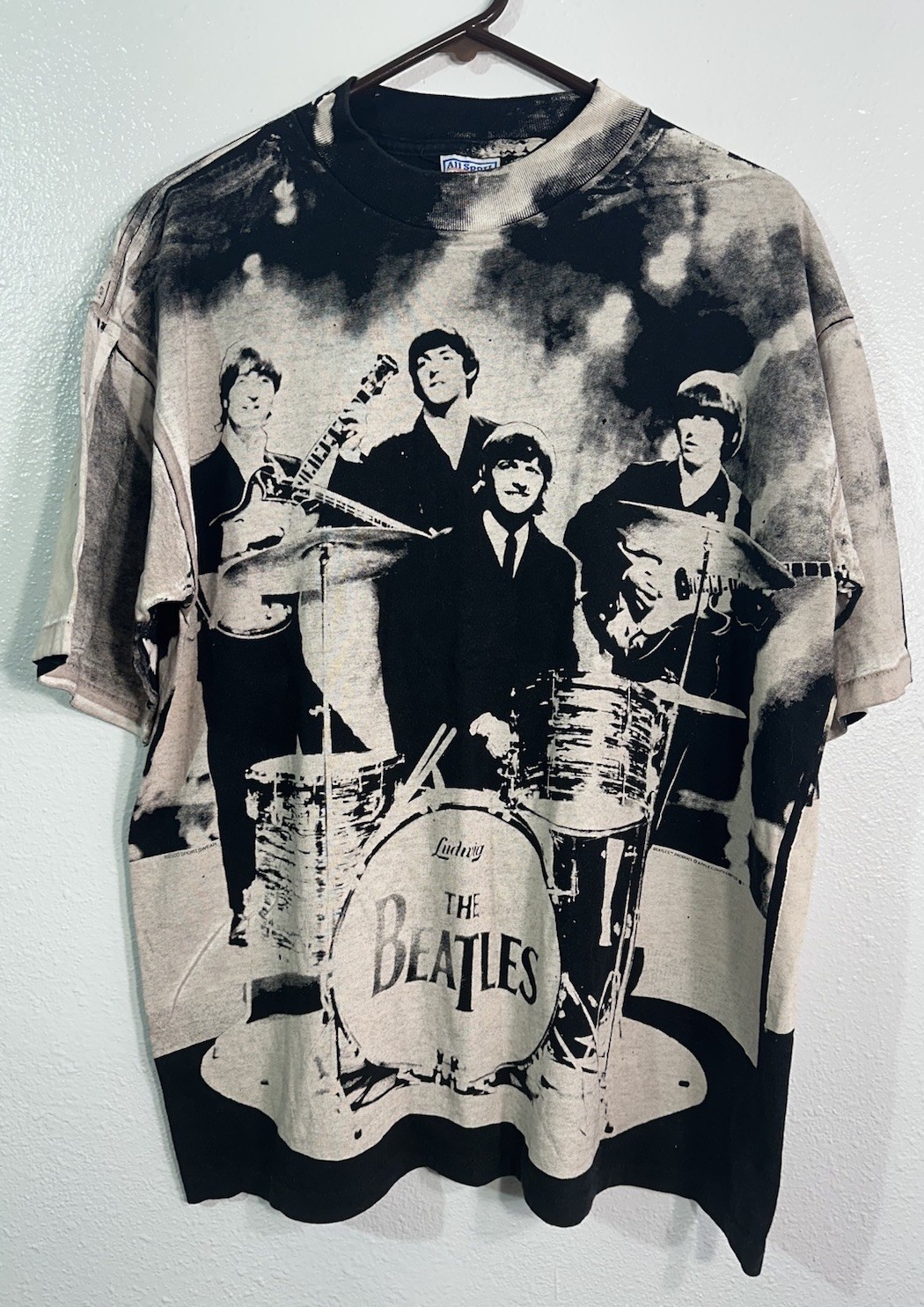 Vintage 1991 The Beatles All Over Print T Shirt XL All Sport USA Made AOP Rock