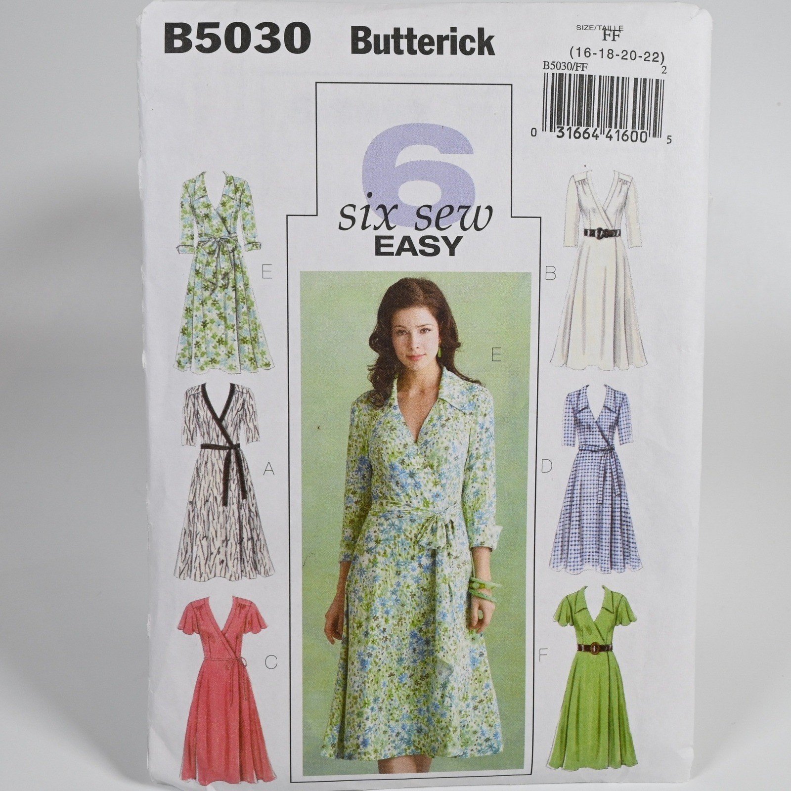 Butterick Sewing Pattern Misses 16-22 Wrapped Dress Uncut Factory Folded B5030
