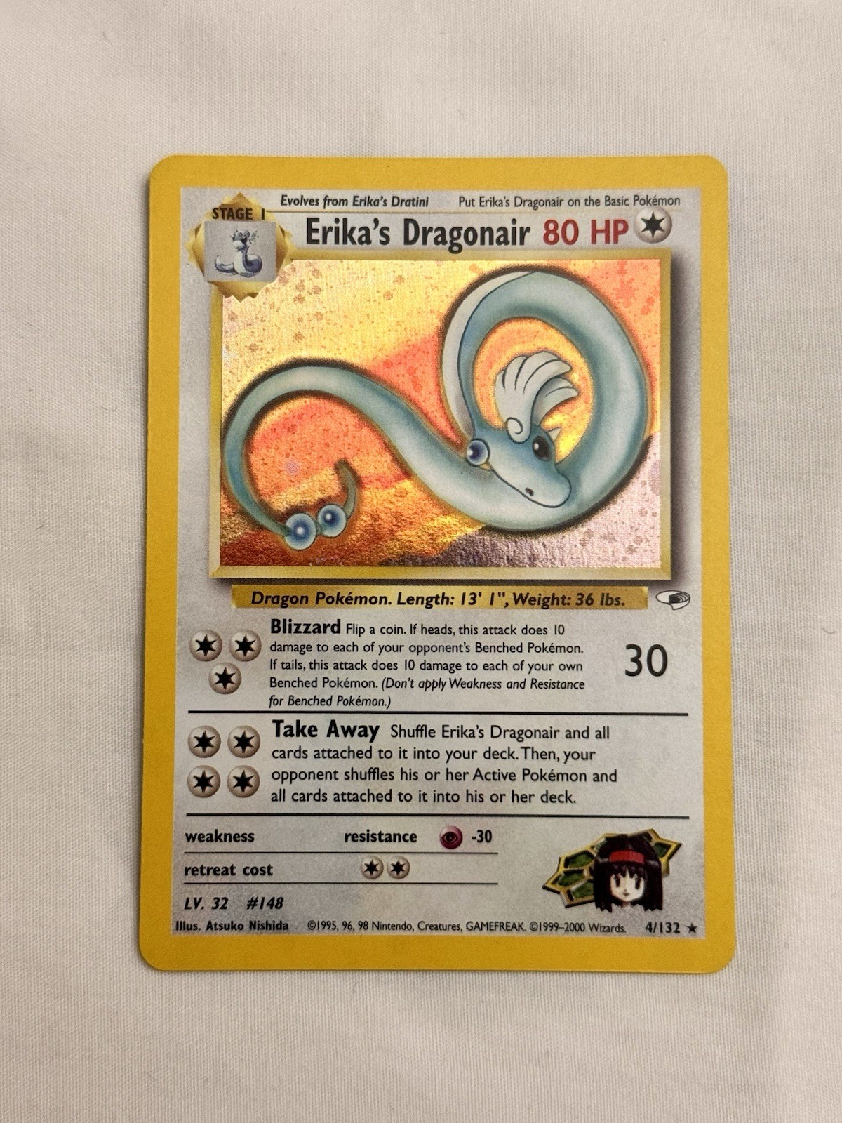NM - Erika\'s Dragonair Gym Heroes 4/132 Holo Unlimited Pokemon WOTC SEE PICS
