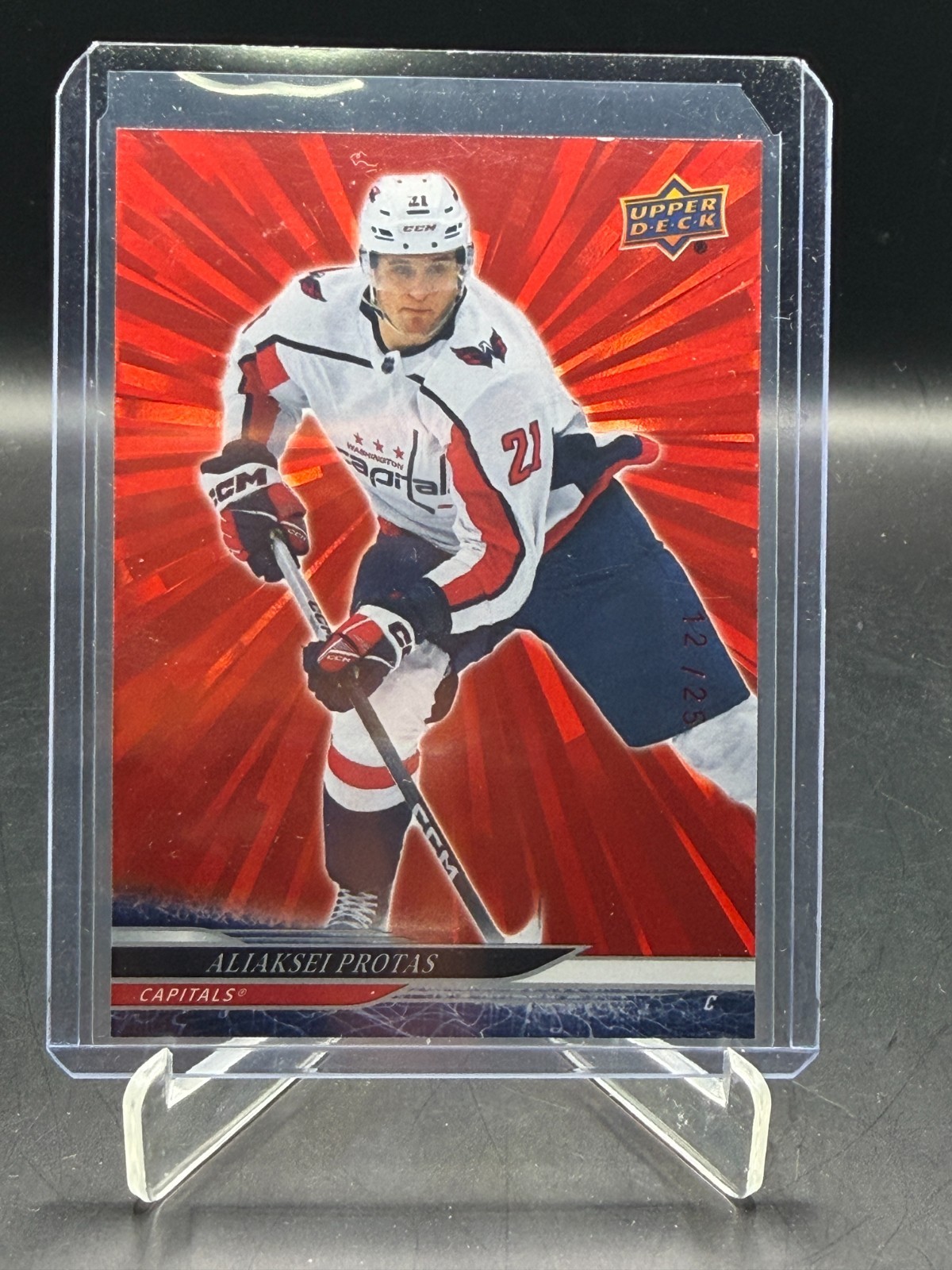 2024-25 Upper Deck Series 1 #189 Red Outburst ALIAKSEI PROTAS #12/25 SSP
