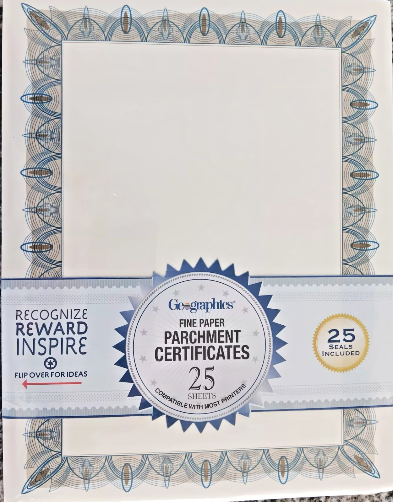 NEW  Geographics Fine Paper Parchment Certificates With Seals - 25 Sheets -