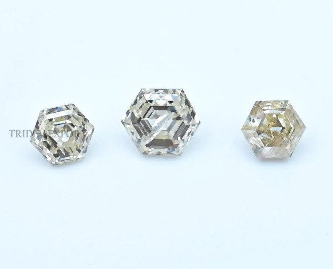 1.44ct Loose Hexagon White Diamond: 3-Piece Set Jewelry Making