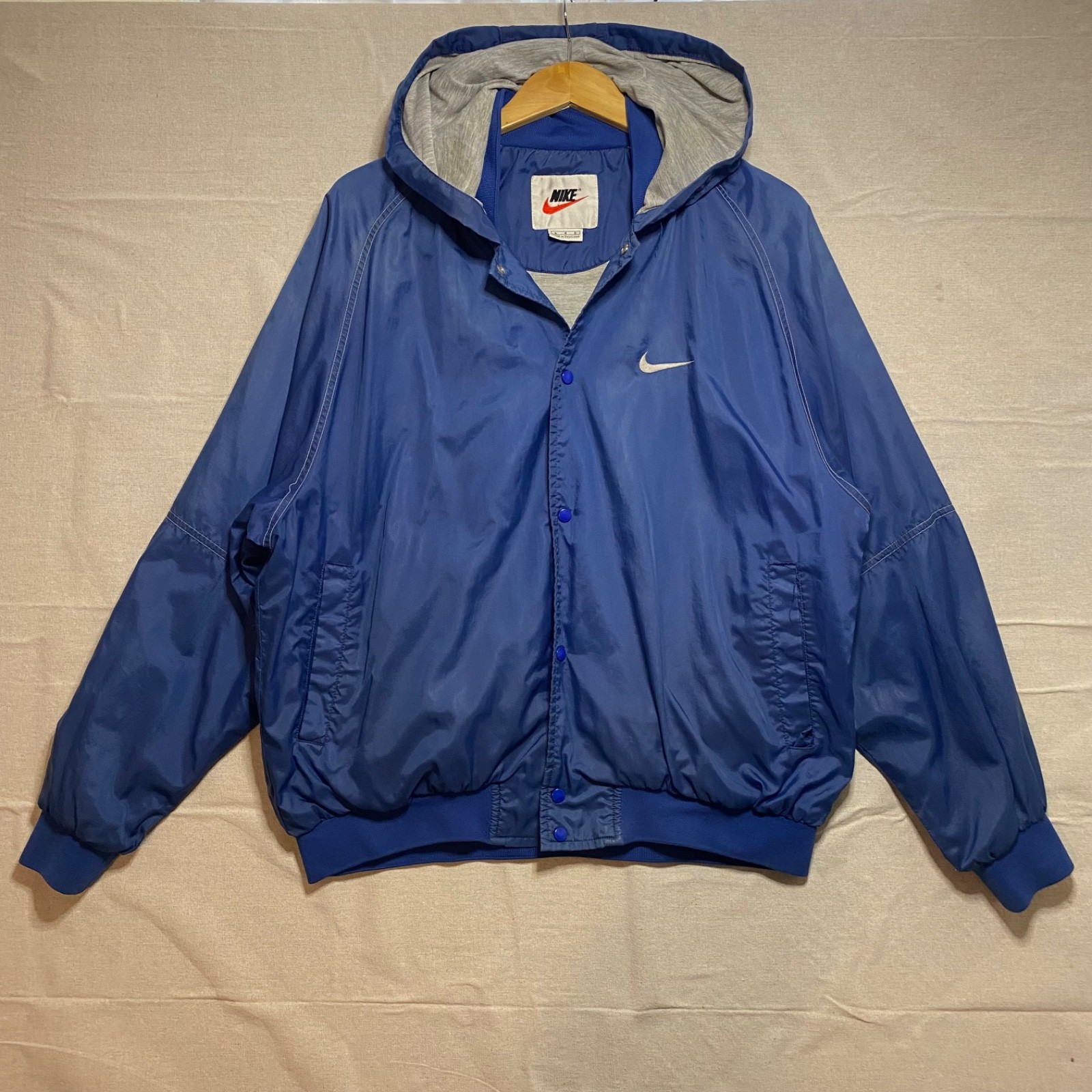 Vintage 90s Nike Big Logo Windbreaker Jacket Mens Large Blue White Tag Spellout