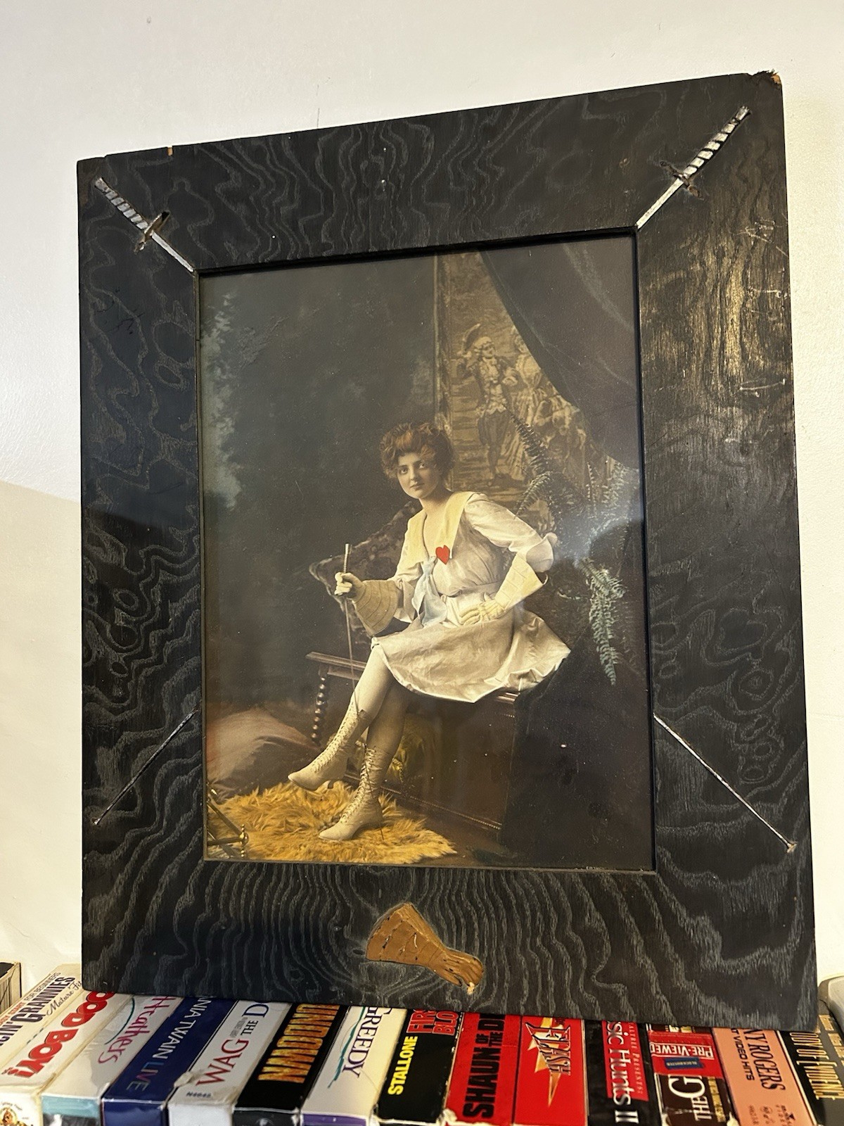 Antique Theatrical Woman Portrait Folk Art Fencing Oddity Antique Theatrical Woman Portrait Folk Art Fencing Oddity