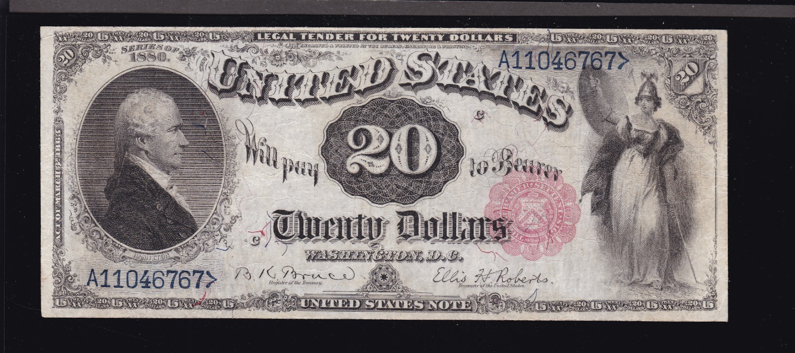 US 1880 $20 Hamilton Legal Tender FR 142 VF-XF (767)