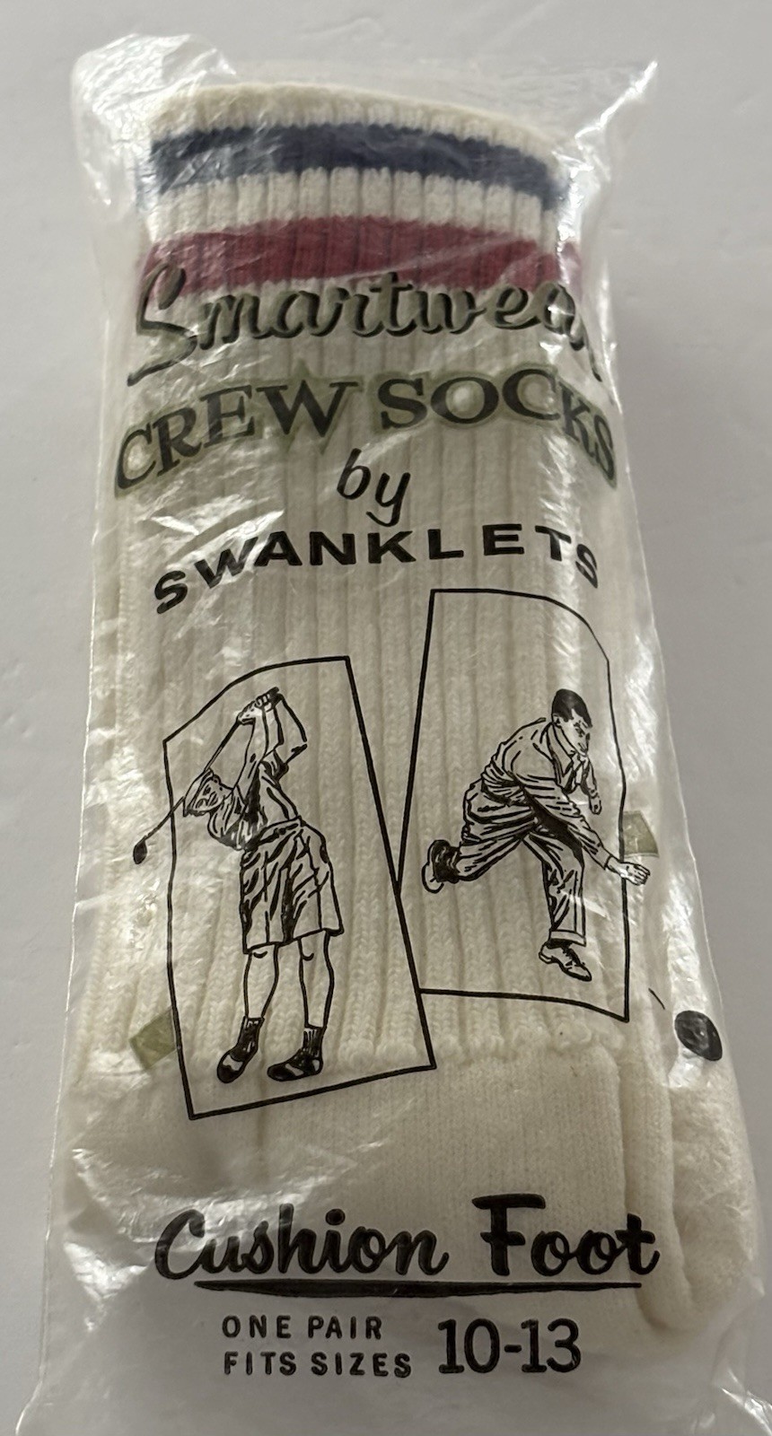 Vtg 1950s 1960s Swanklets Bermuda Crew Socks Wool Blend Striped Golf Bowling