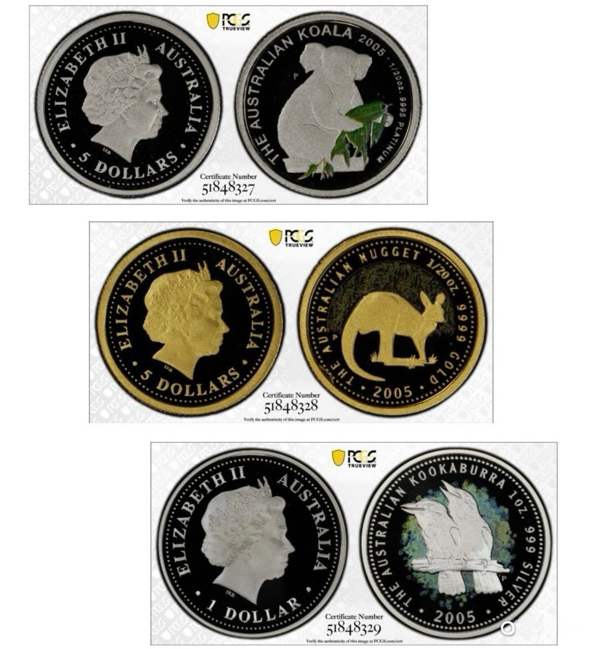 2005 Australia Mini Outback PR70 TOP POP Proof Set • Gold Silver & Platinum Coin