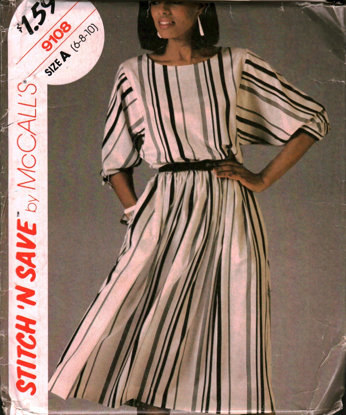 9108 Vintage McCalls SEWING Pattern Misses Pullover Top Skirt UNCUT 1980s Sew