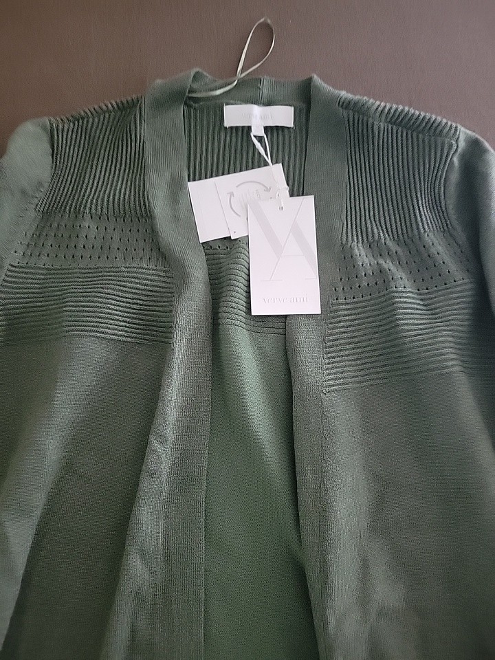 Verve Ami Womens Olive Green Open Front Ribbed Knit Cardigan Sweater Size 1X 