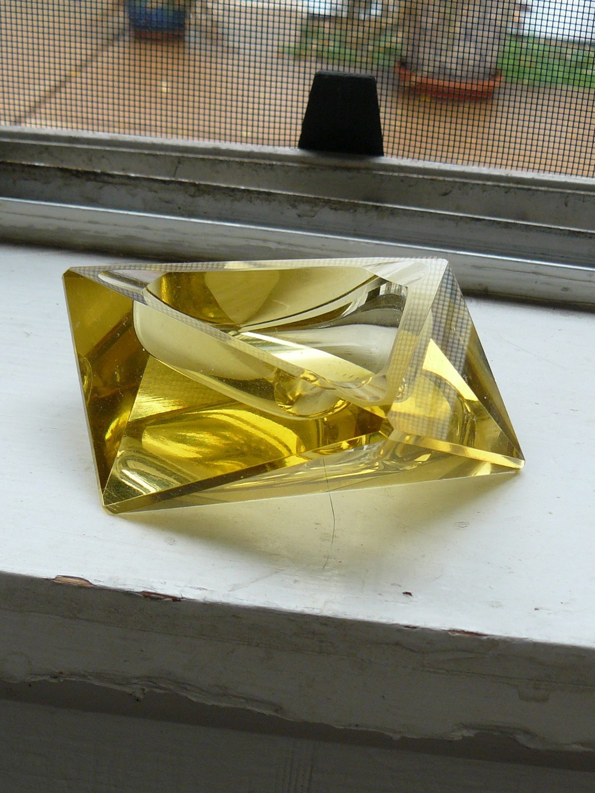 Vintage Flavio Poli Murano YELLOW GOLD Ashtray Mid Century Vintage Flavio Poli Murano YELLOW GOLD Ashtray Mid Century