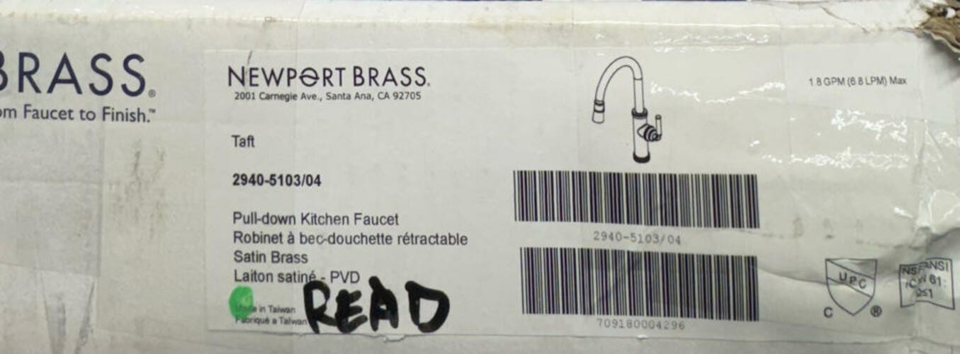 Newport Brass Taft 2940-5103-04 Pull Down Kitchen Faucet,Satin Brass