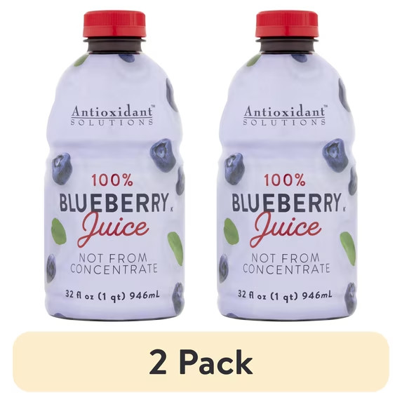(2 pack) Antioxidant Solutions 100% Blueberry Juice Not from Concentrate...