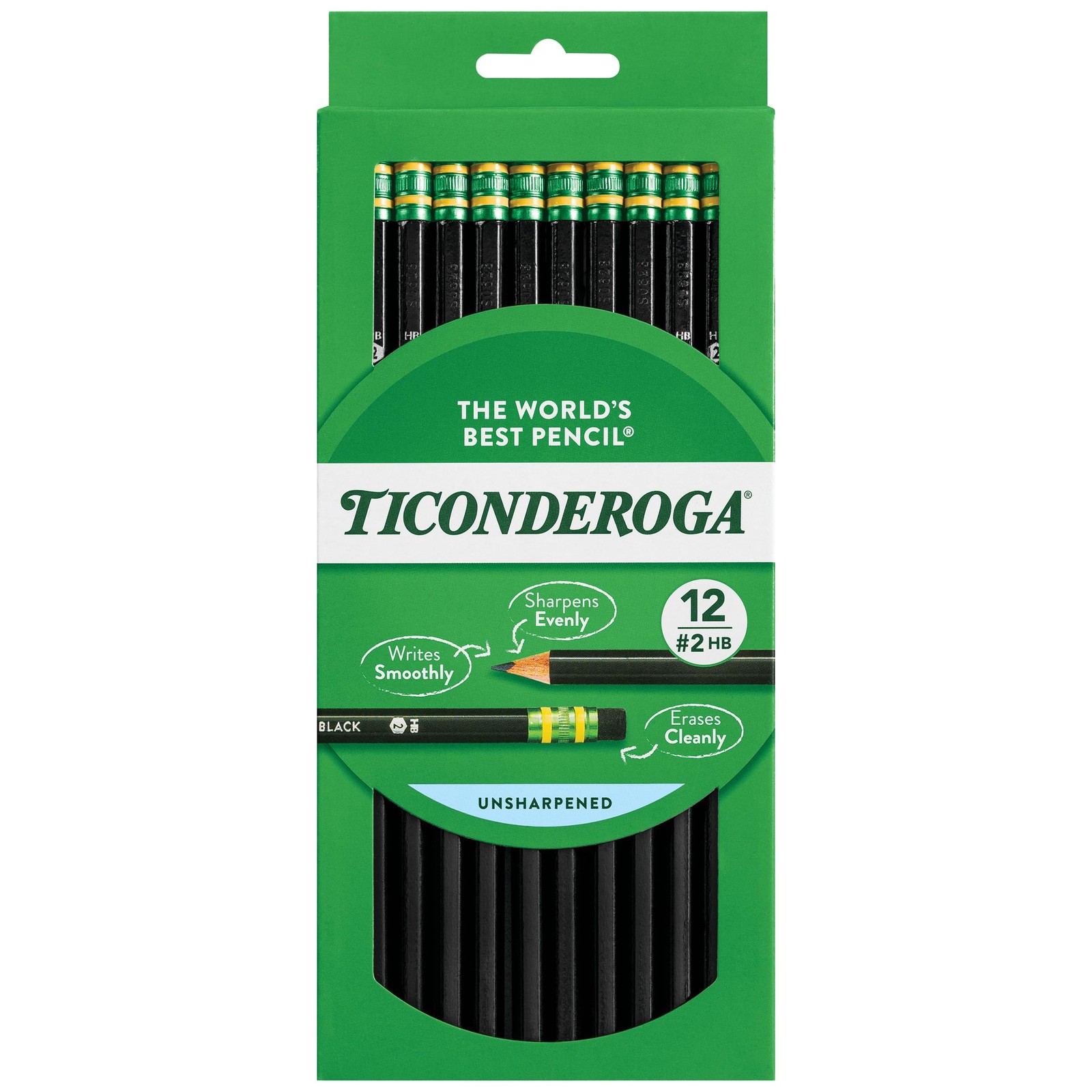 Ticonderoga #2 HB Wood Pencils Black Unsharpened 12 Count School Office
