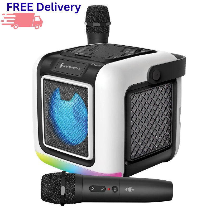 Singing Machine My Cube Studio Karaoke Speaker 2 Wireless Mics Bluetooth New