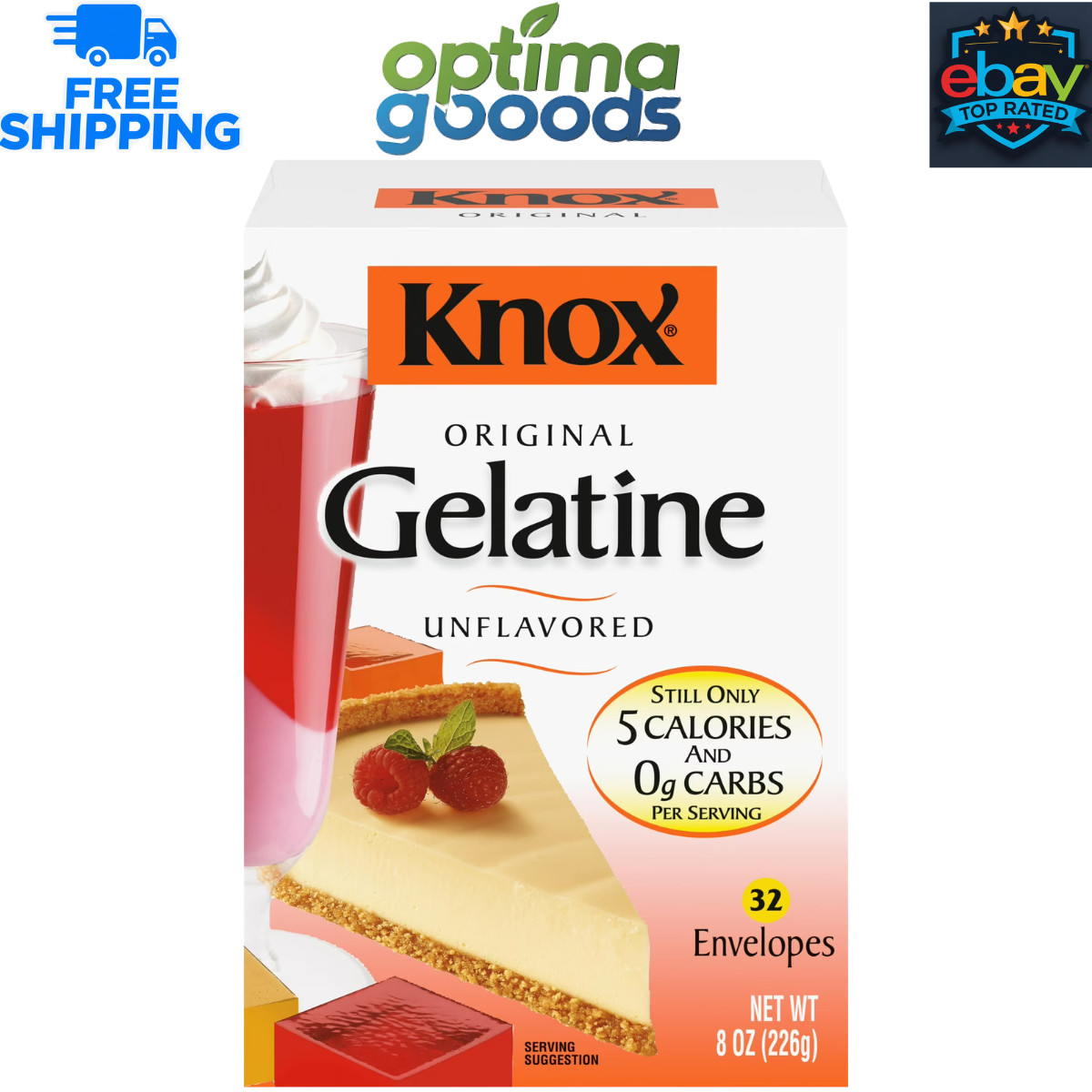 Knox Original Unflavored Gelatin, 32 Count Packets, 8 oz.