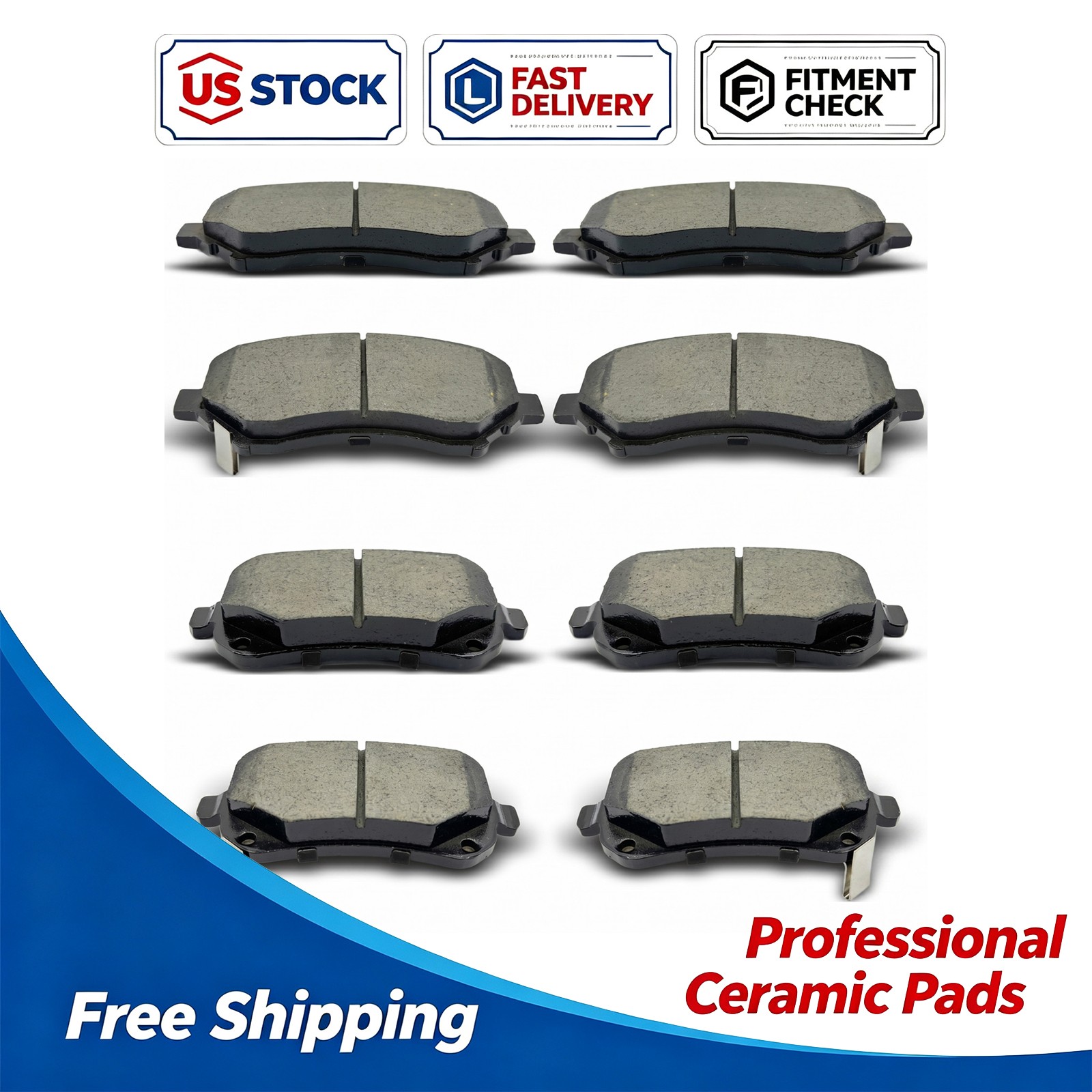 Front Rear Ceramic Brake Pad Set for Town & Country Dodge Grand Caravan Journey