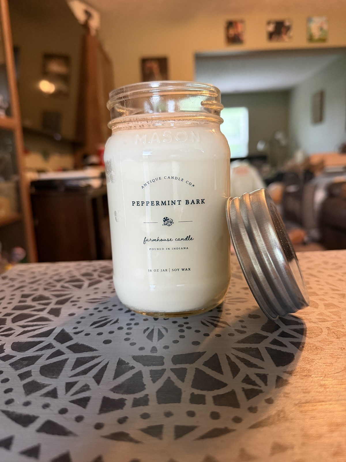 Antique Candle Co. Peppermint Bark 16 oz Farmhouse Soy Wax Candle Antique Candle Co. Peppermint Bark 16 oz Farmhouse Soy Wax Candle