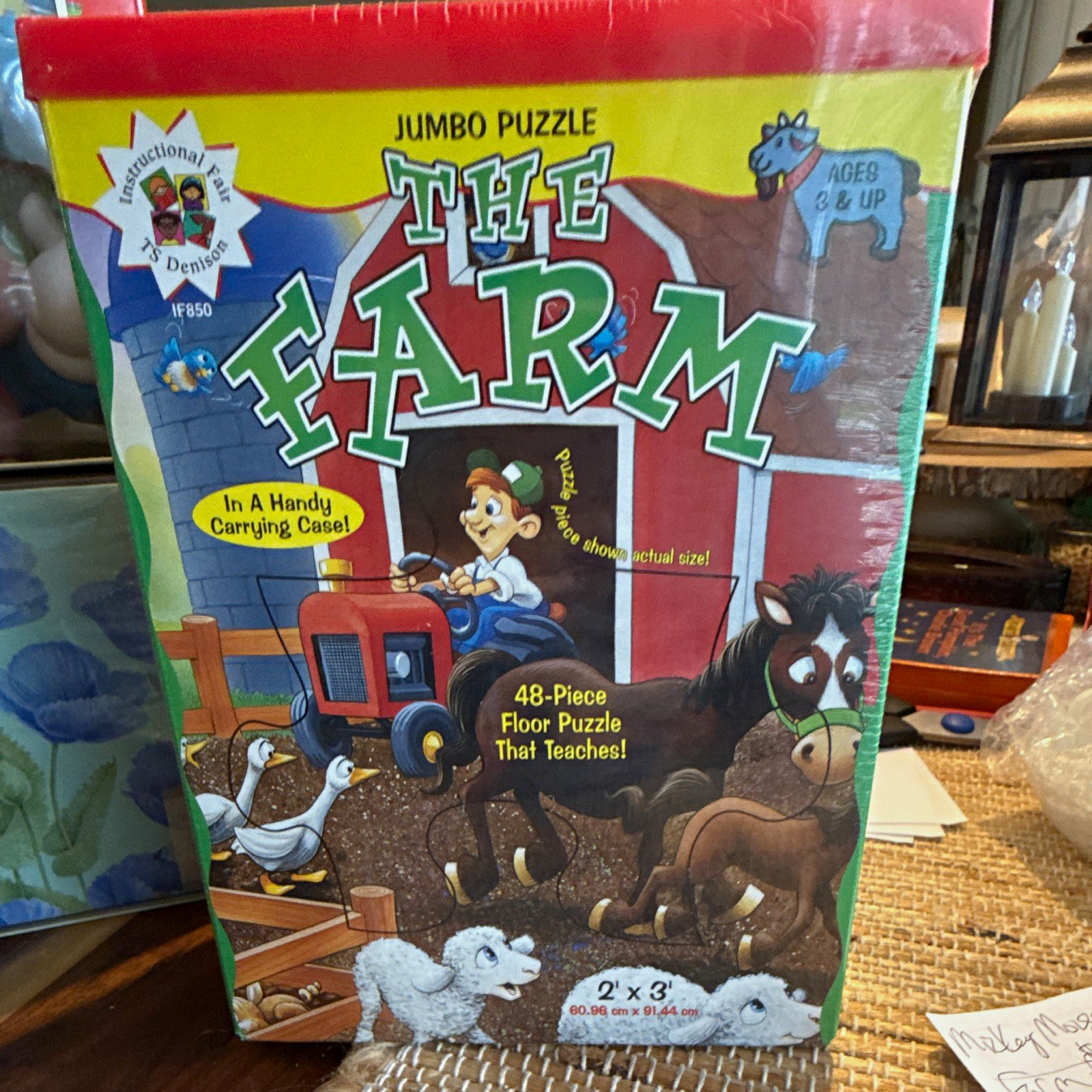 Vintage T.S. Denison Farm Jumbo Floor Puzzle 48-Piece Cardboard 3 and up Vintage T.S. Denison Farm Jumbo Floor Puzzle 48-Piece Cardboard 3 and up