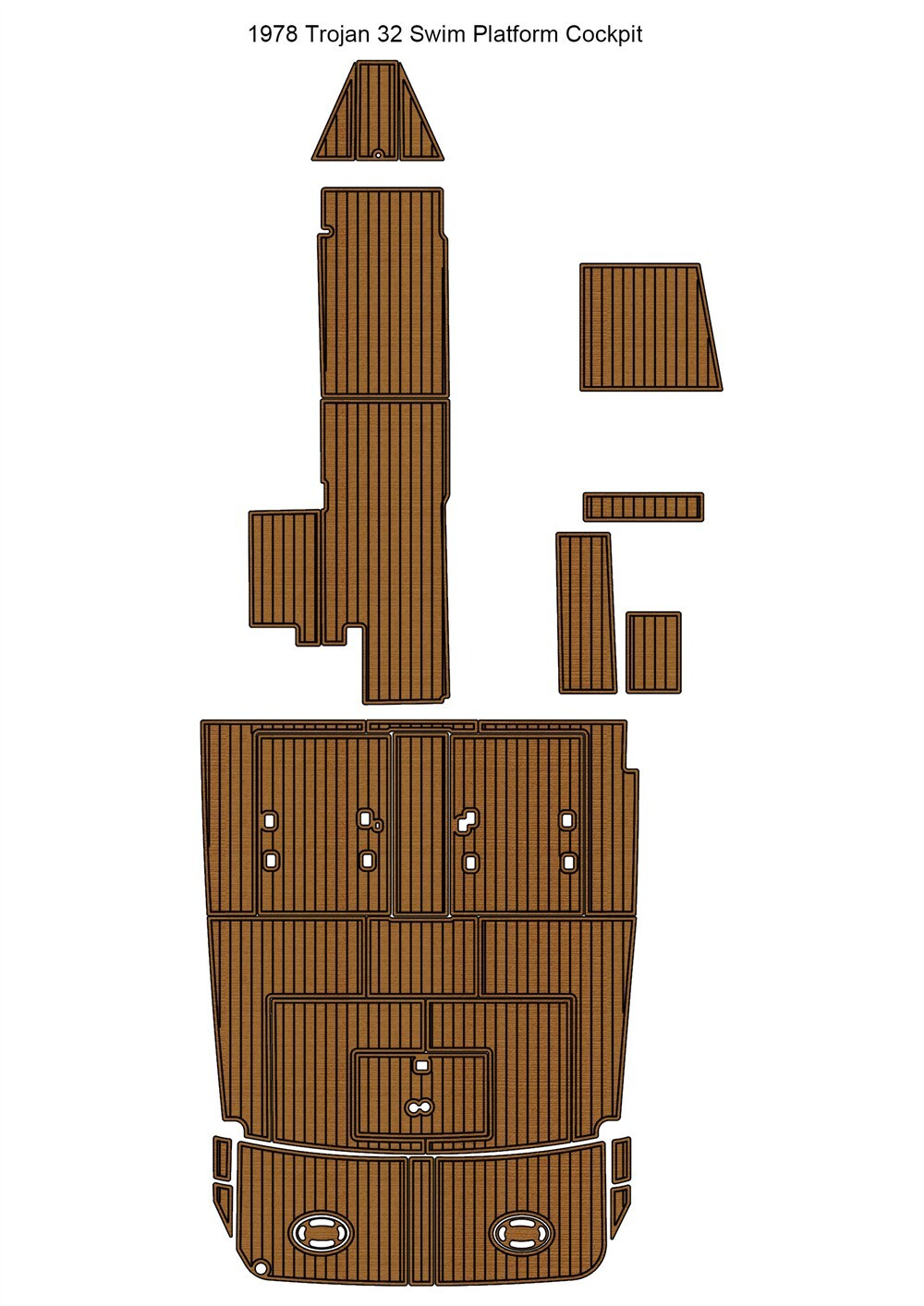 1978 Trojan 32 Swim Platform Cockpit Boat EVA Teak Deck Floor Mat Pad