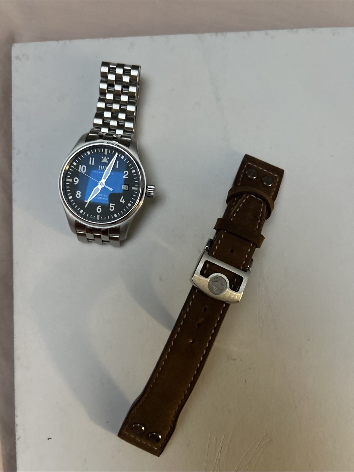 22mm Leather Watch Band Strap For IWC Big Pilot Mark Spitfire TOP GUN Bracelet
