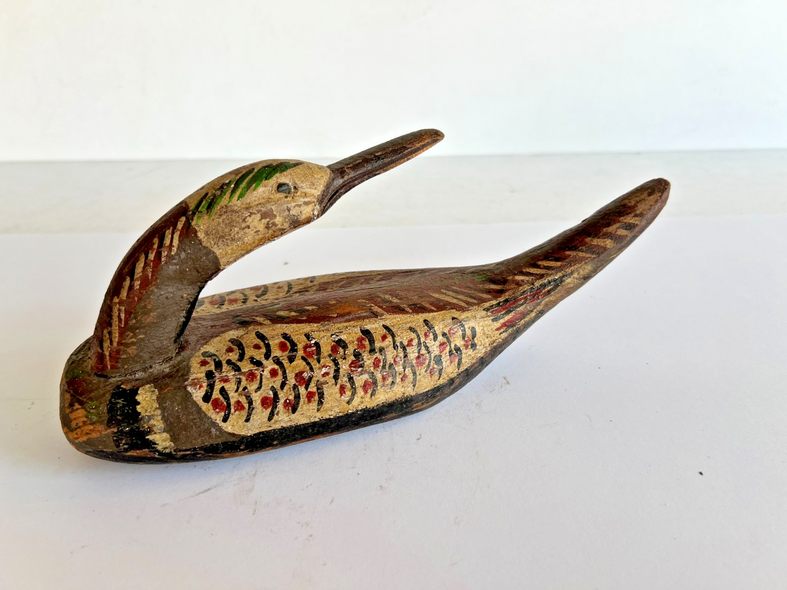 ANTIQUE  DUCK BIRD DECOY 19/20th C - WOOD - FOLK ART - ORIGINAL PAINT - FRANCE