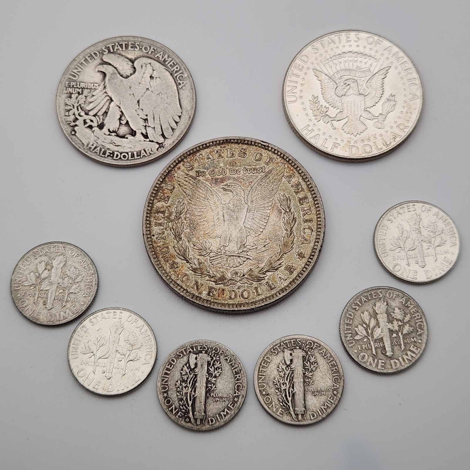 2.60 Face Value 90% Junk US Silver Mixed Lot $1 Morgan Dollar Halfs Dimes SM-iA8 2.60 Face Value 90% Junk US Silver Mixed Lot $1 Morgan Dollar Halfs Dimes SM-iA8